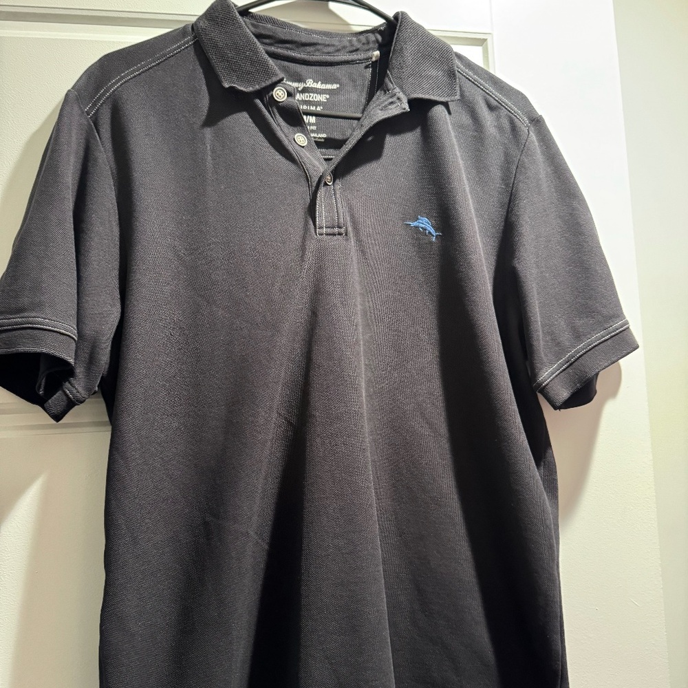 Tommy Bahama Men’s Polo Shirt – Size Medium, Classic Comfort - Black